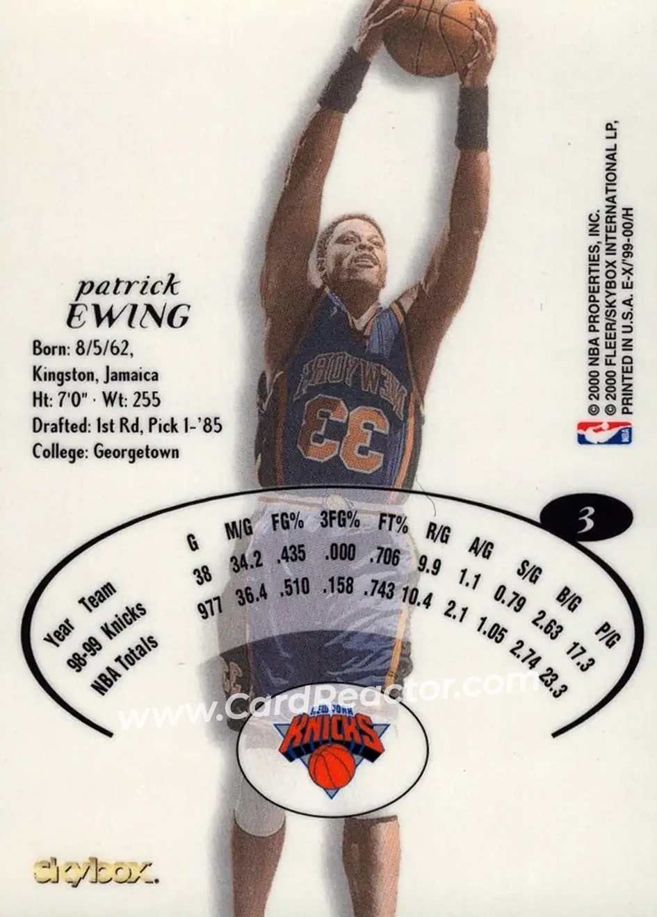 Back of Patrick Ewing