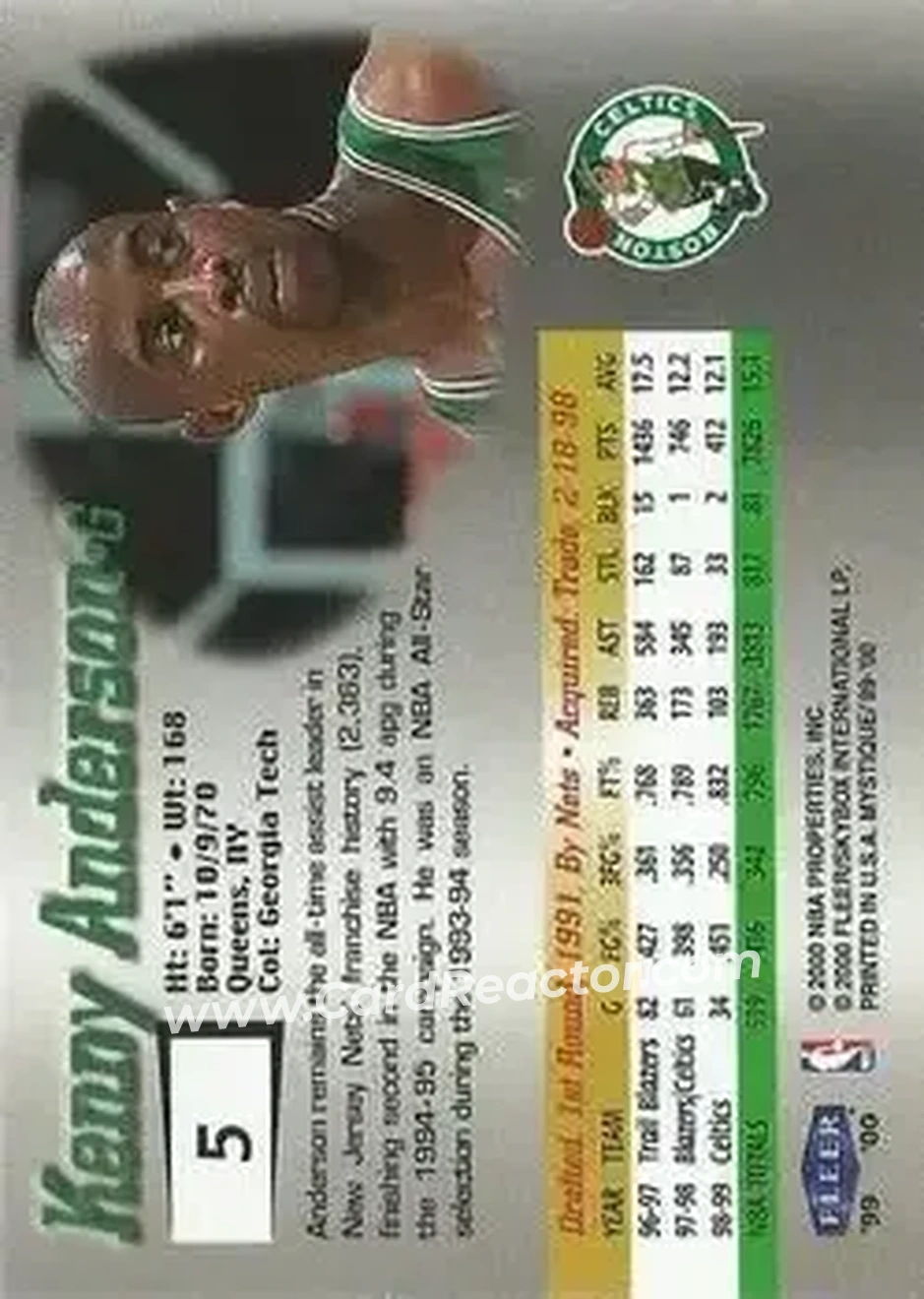 Back of Kenny Anderson