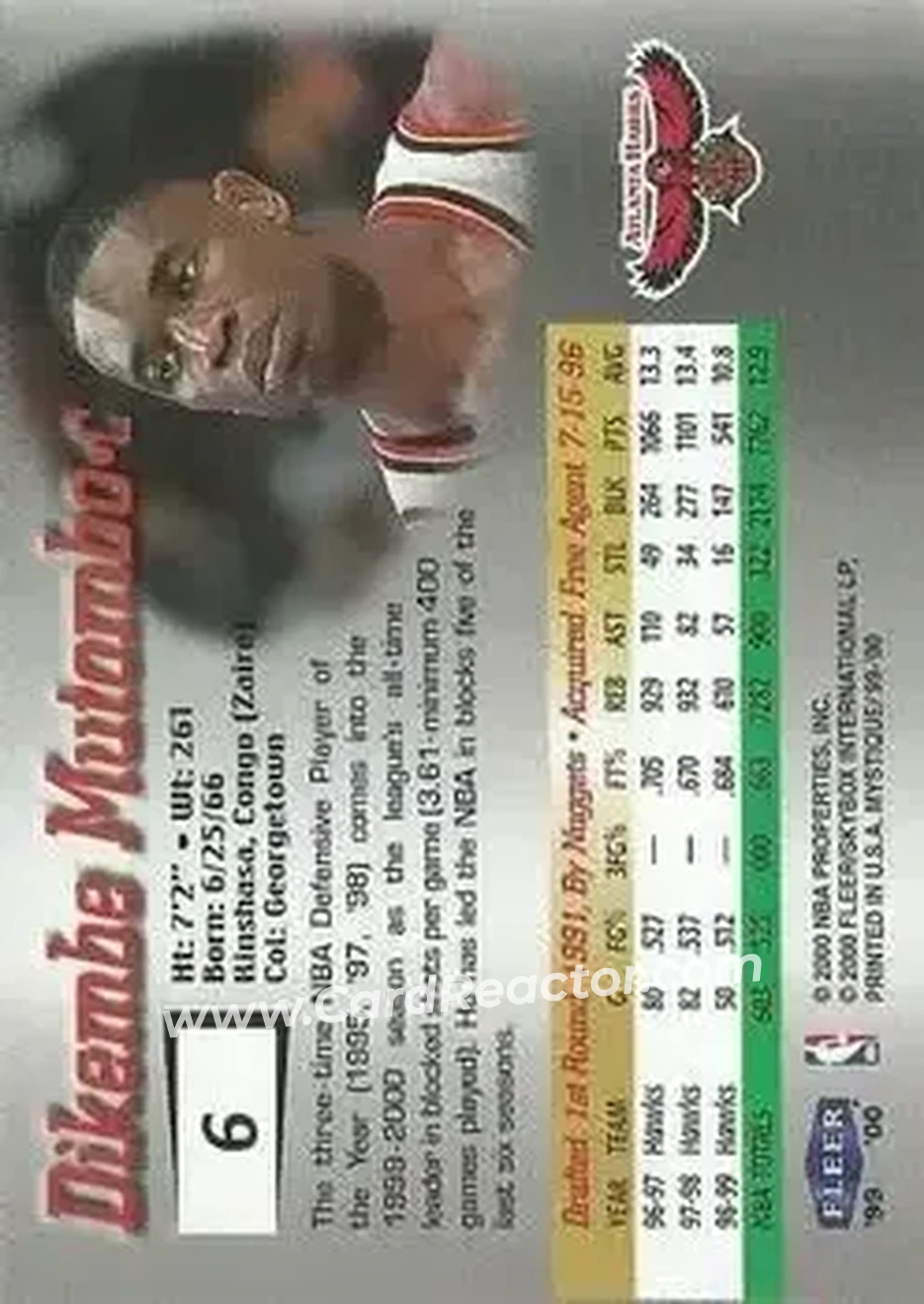 Back of Dikembe Mutombo