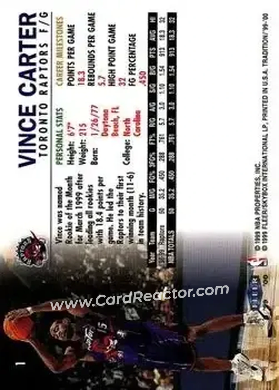 Back of Vince Carter