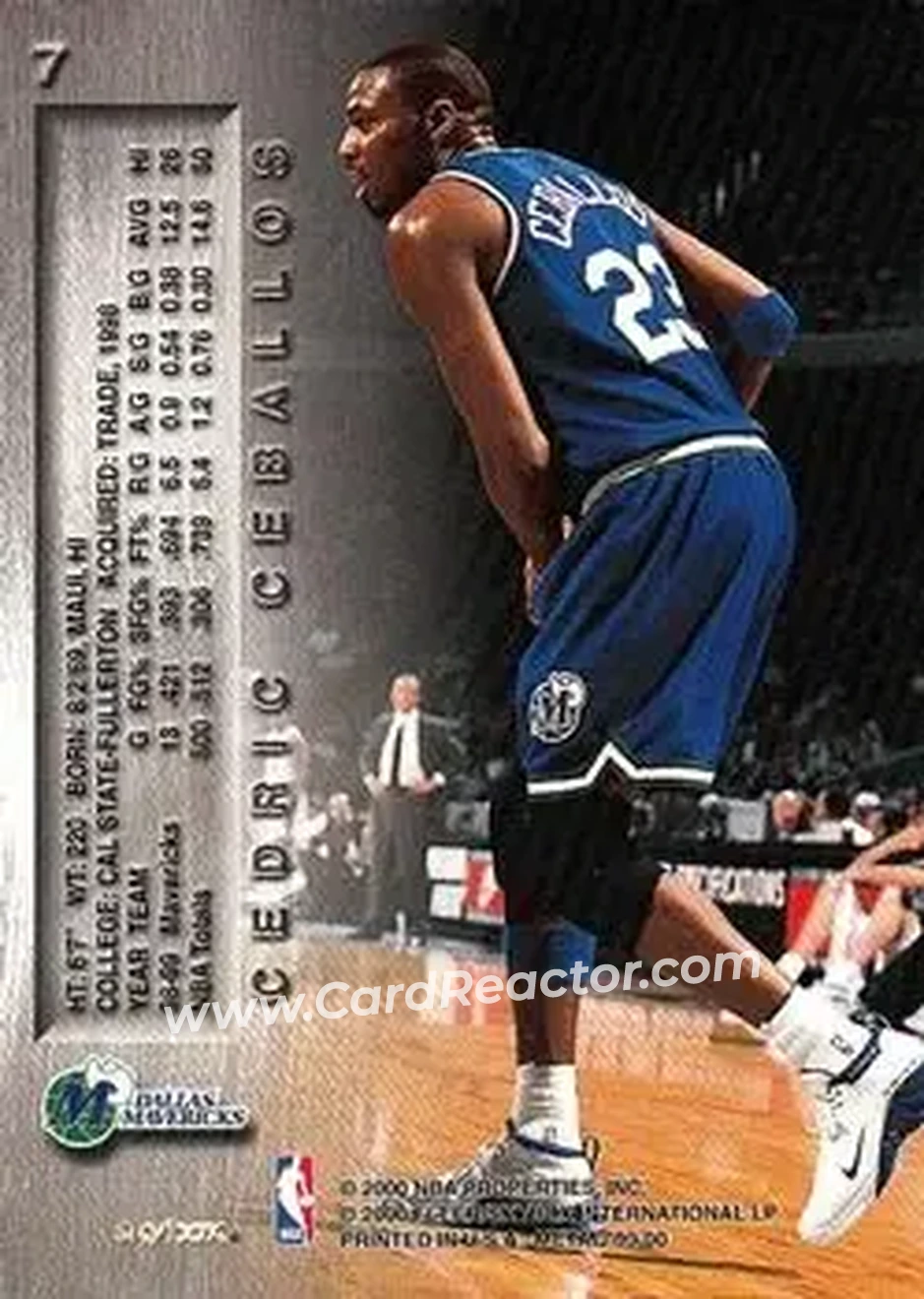 Back of Cedric Ceballos