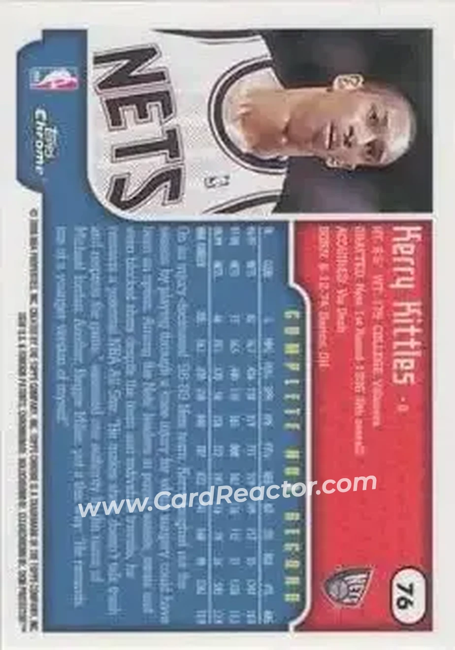 1999-00 Topps Chrome #76 - Kerry Kittles - New Jersey Nets - Back