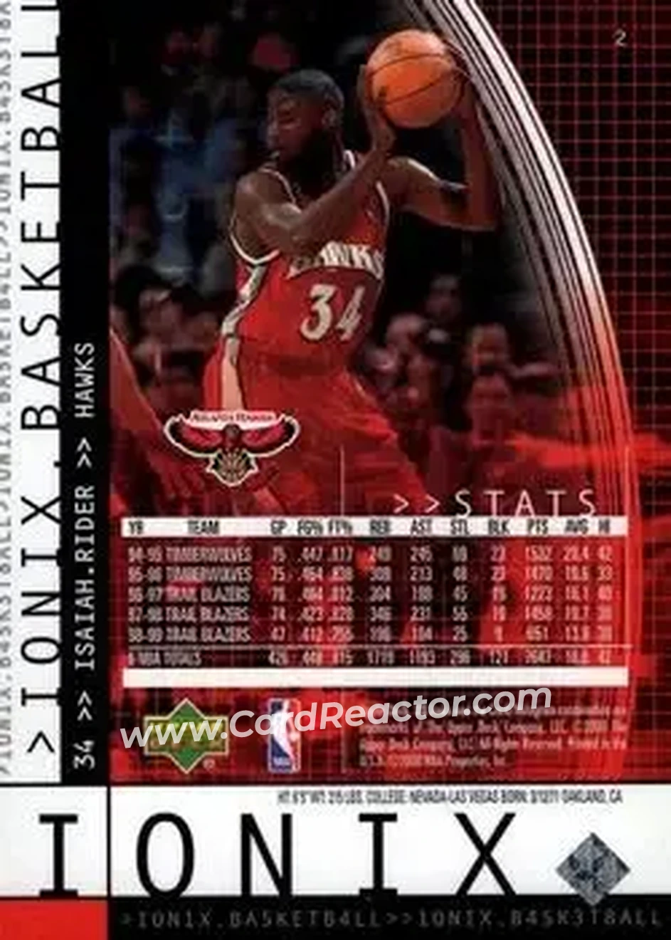 Back of Isaiah Rider