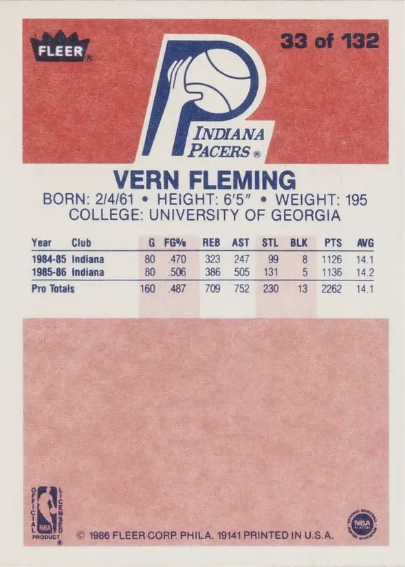 Vern Fleming 뒷면