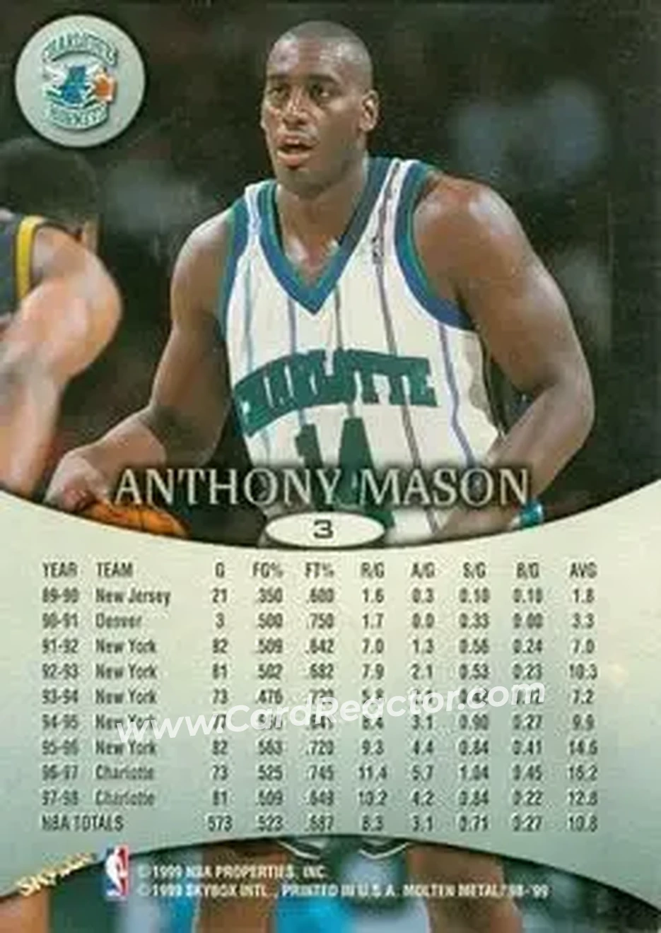 Back of Anthony Mason