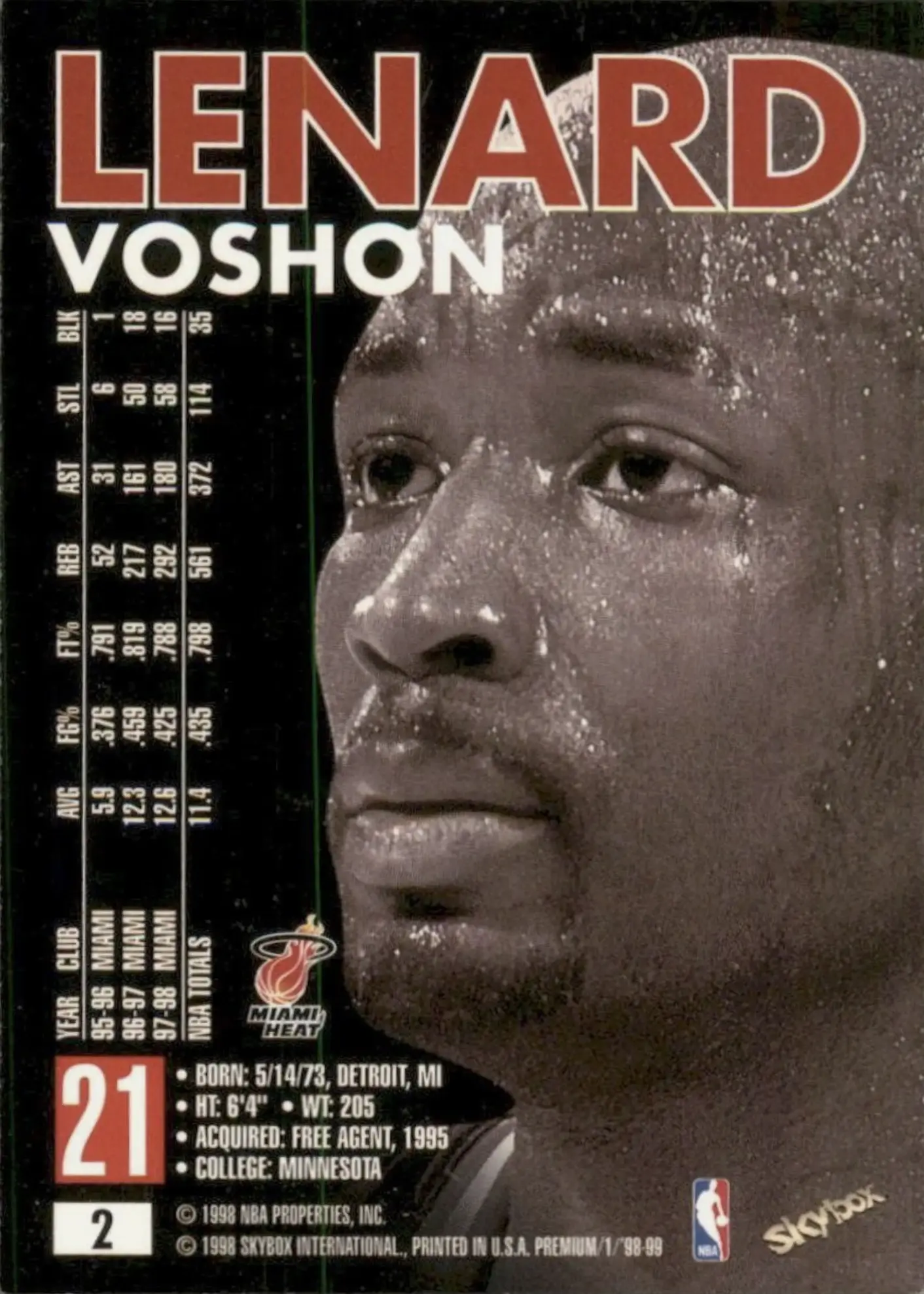 Back of Voshon Lenard