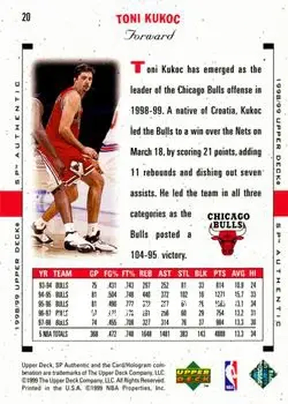 Back of Toni Kukoc