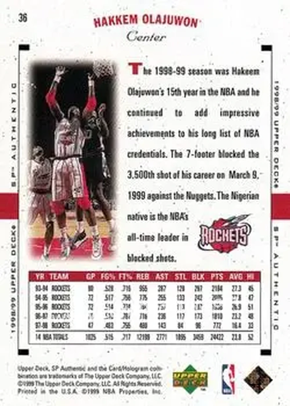 Back of Hakeem Olajuwon