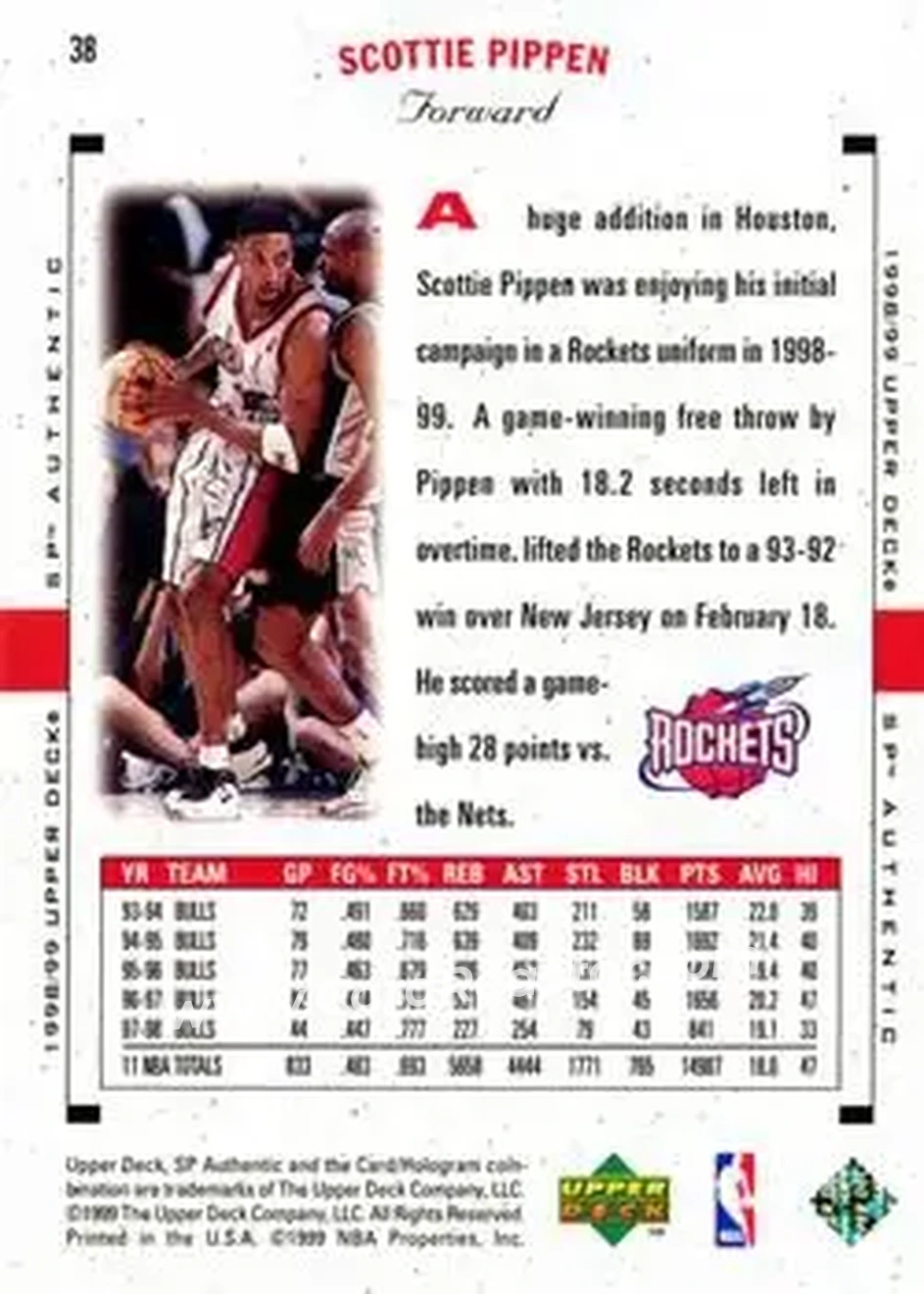 Back of Scottie Pippen