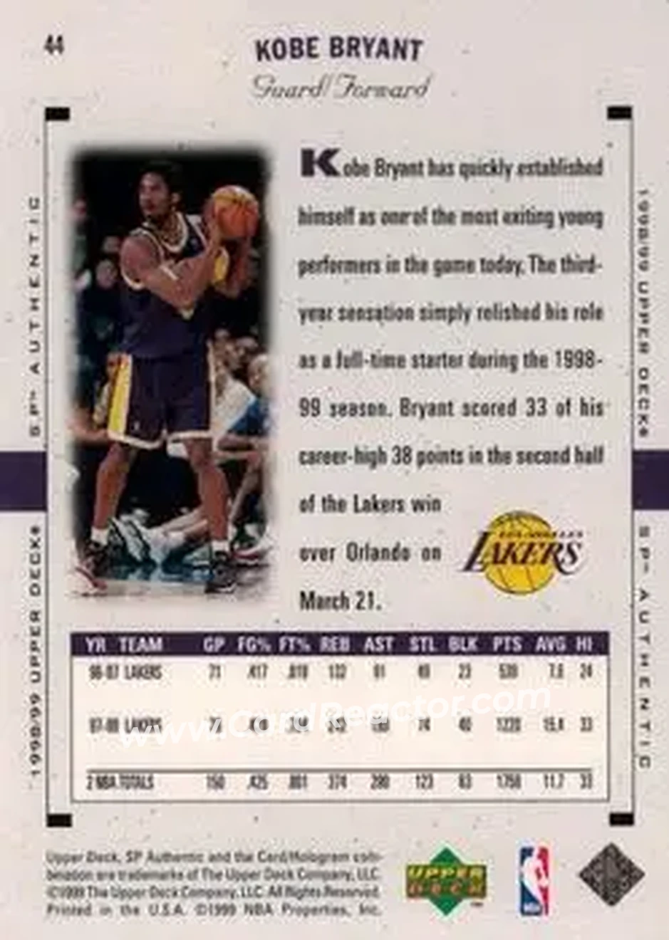 Back of Kobe Bryant