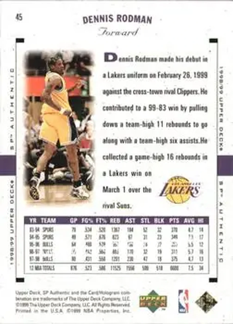 Back of Dennis Rodman