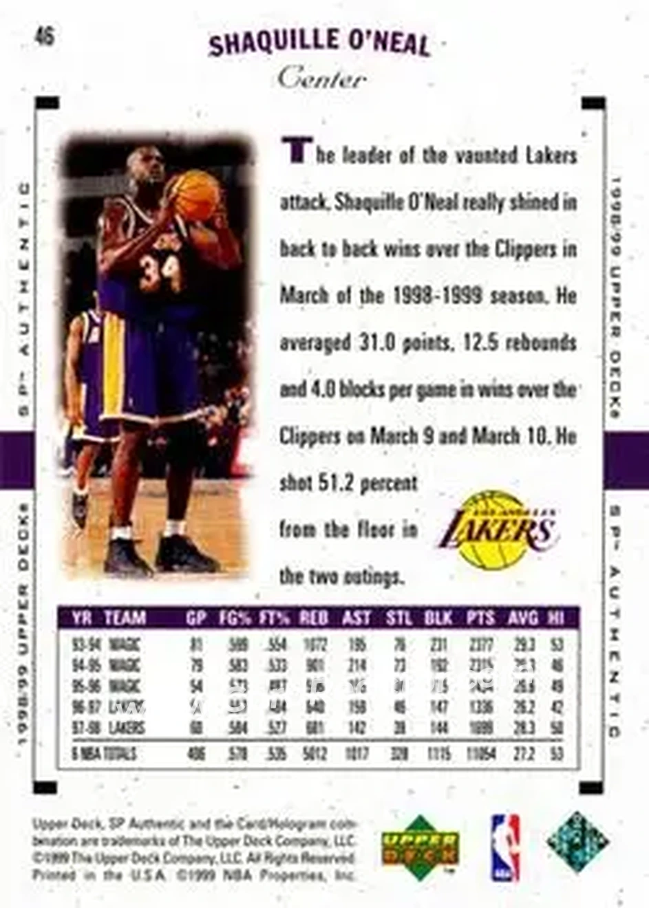 Back of Shaquille O'Neal