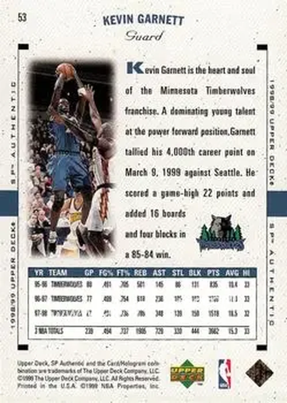 Back of Kevin Garnett