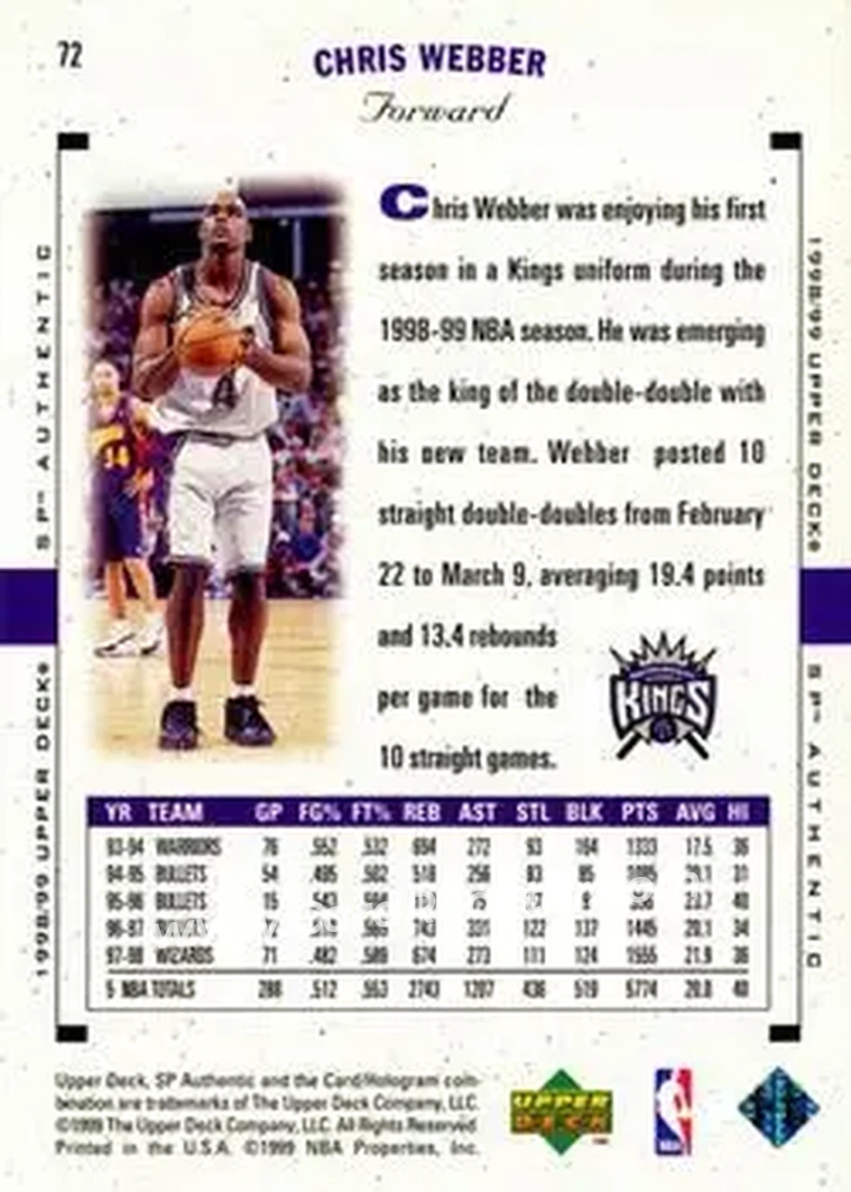 Back of Chris Webber