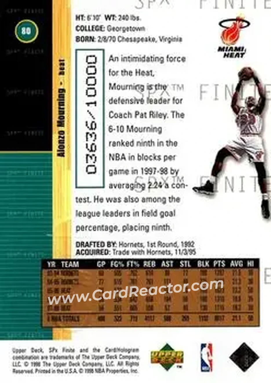 Back of Alonzo Mourning