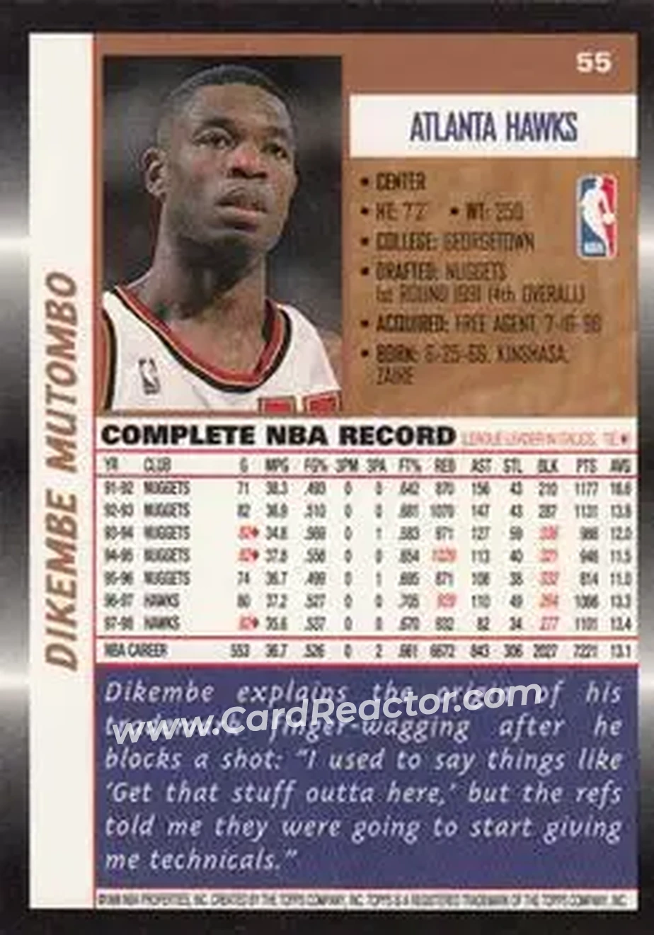 Back of Dikembe Mutombo