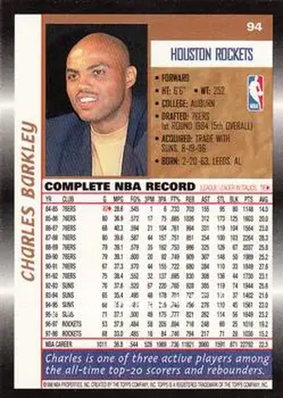 Back of Charles Barkley
