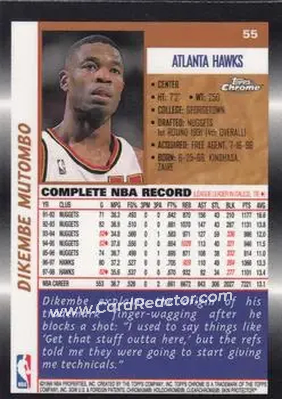 Back of Dikembe Mutombo
