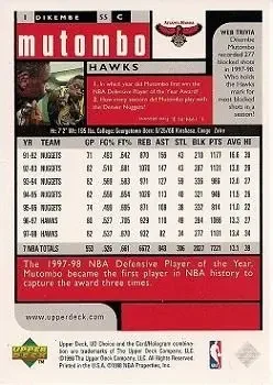 Back of Dikembe Mutombo