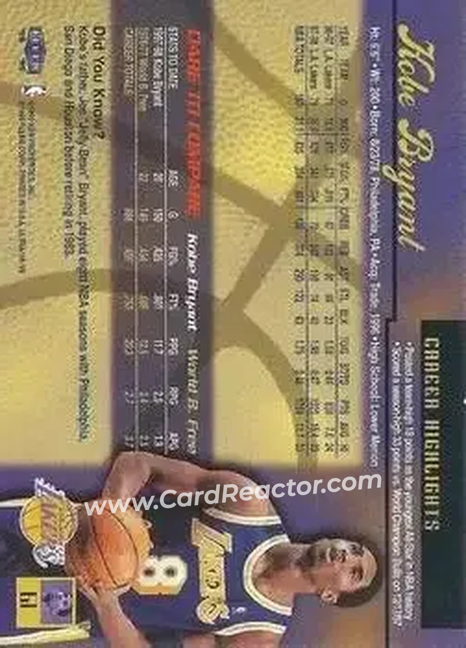 Back of Kobe Bryant