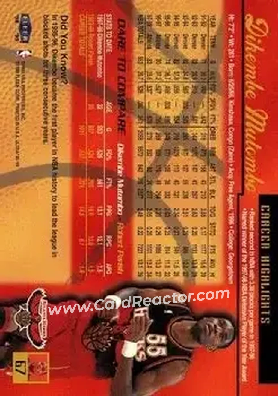 Back of Dikembe Mutombo