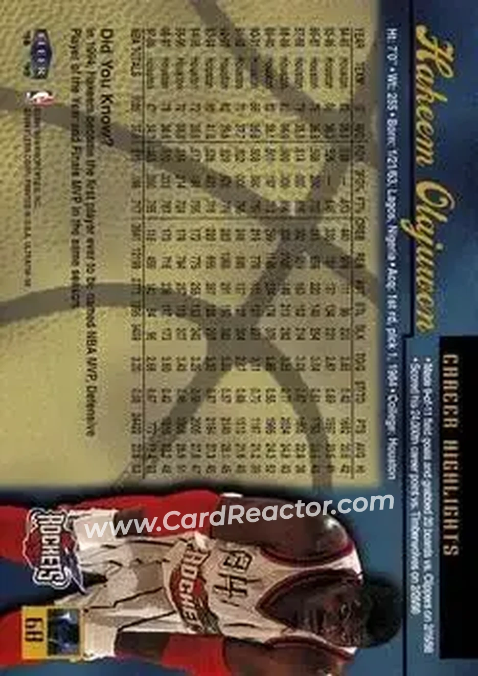 Back of Hakeem Olajuwon