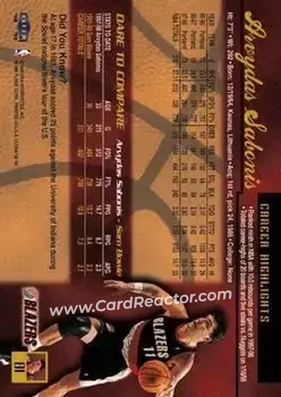 1998-99 Ultra #81 - Arvydas Sabonis - Portland Trail Blazers 1998-99 Ultra #81 - Arvydas Sabonis - Portland Trail Blazers