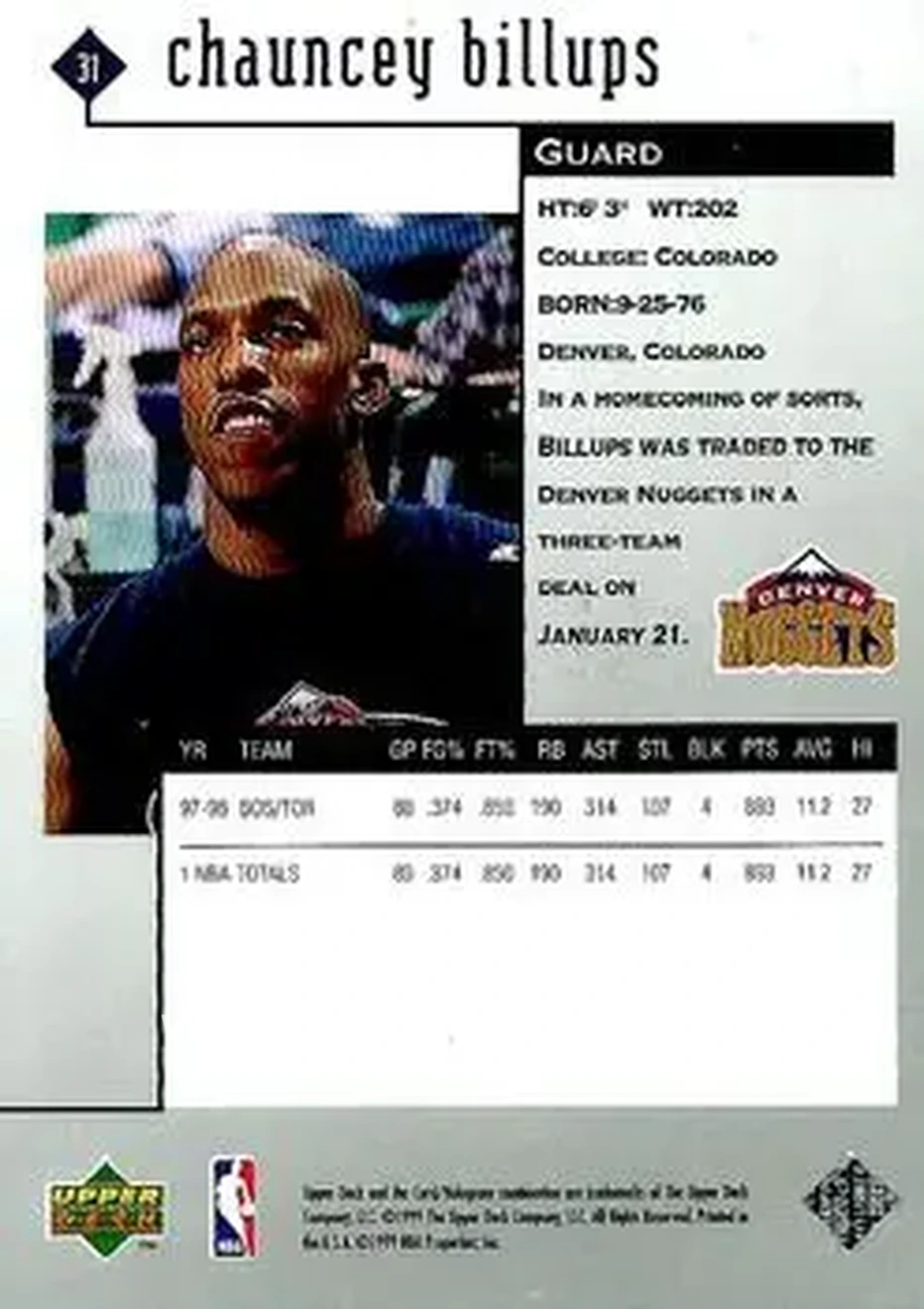 Back of Chauncey Billups