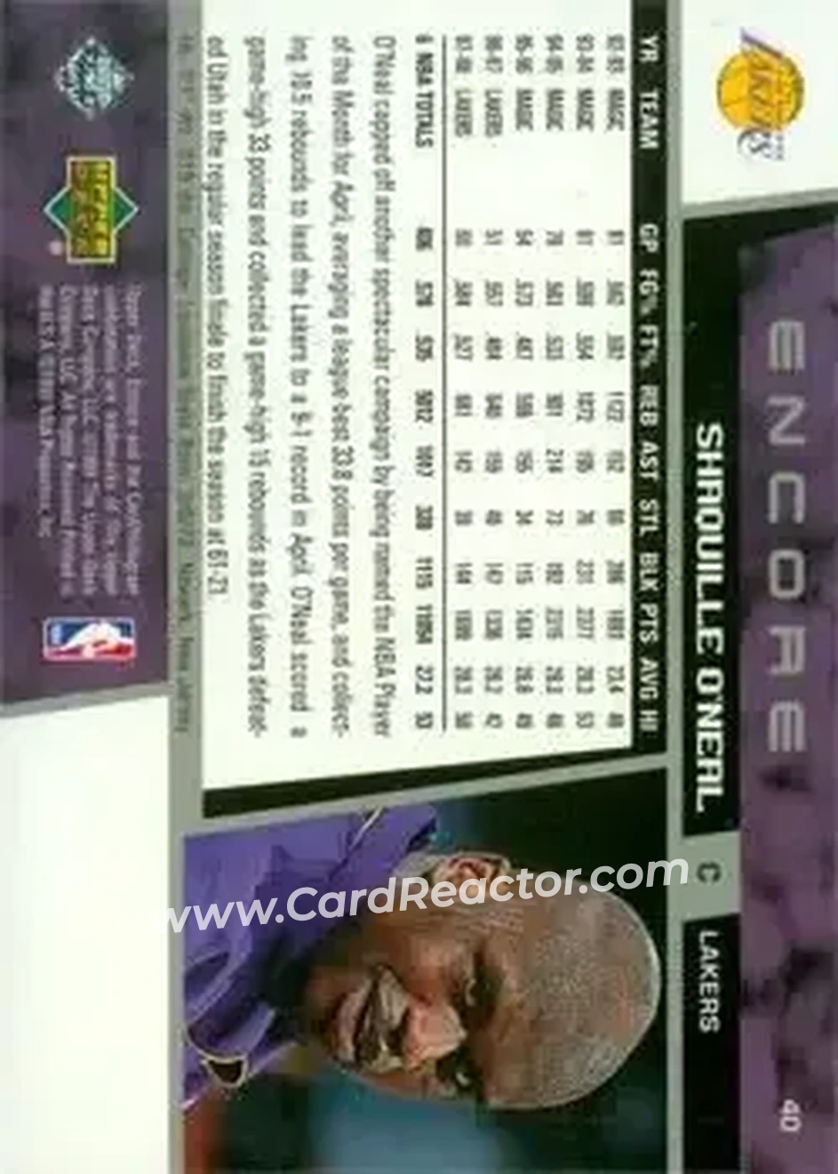 Back of Shaquille O'Neal