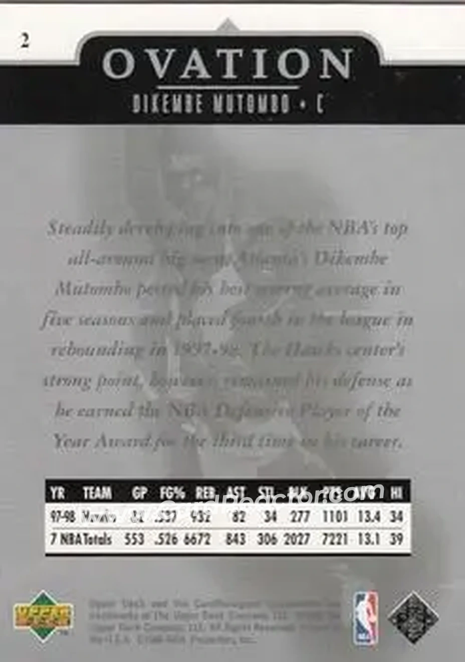 Back of Dikembe Mutombo