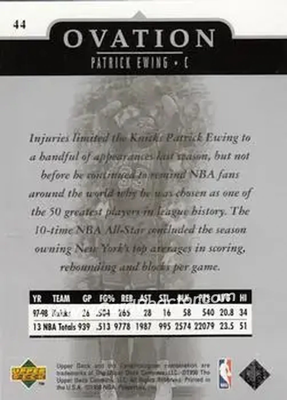 Back of Patrick Ewing
