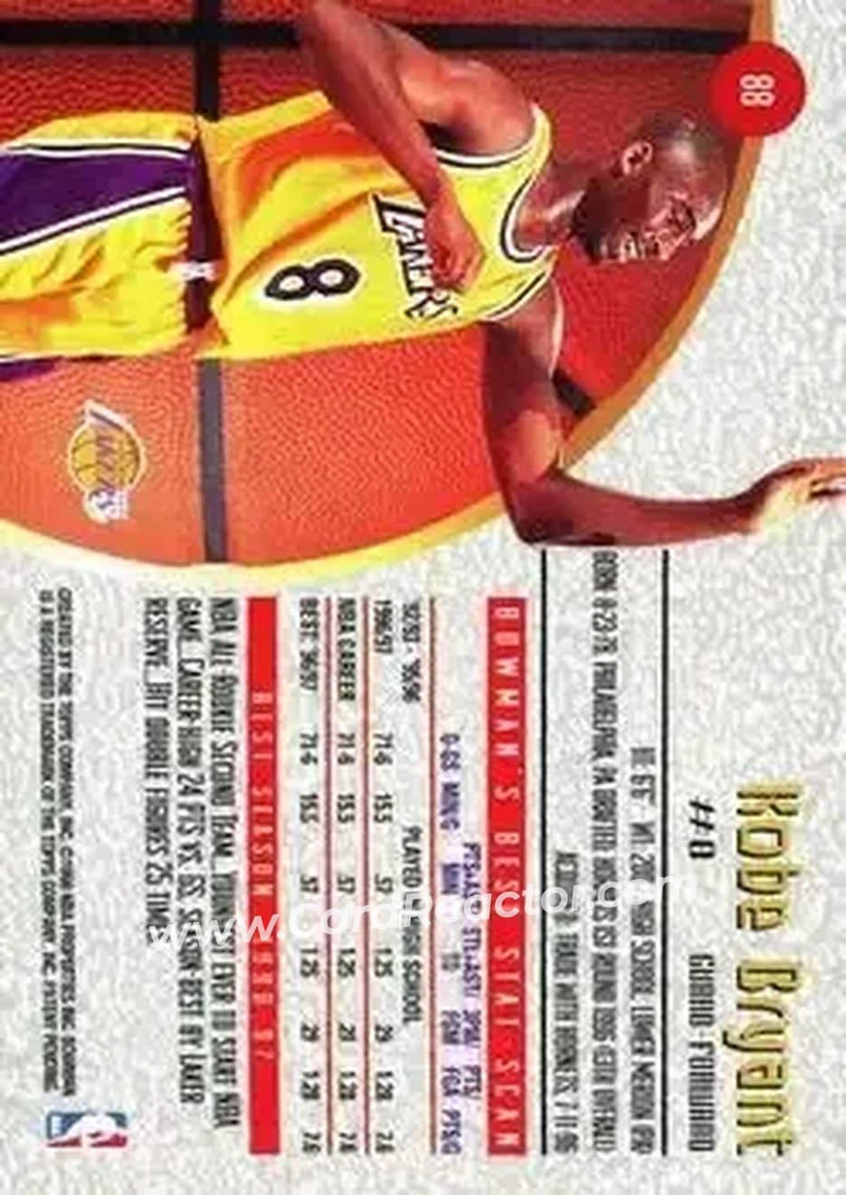 Back of Kobe Bryant