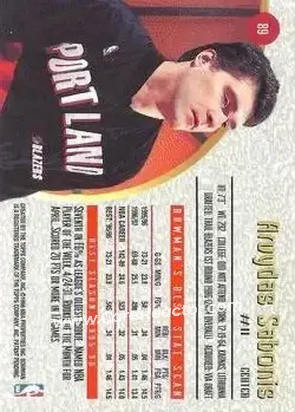 Back of Arvydas Sabonis