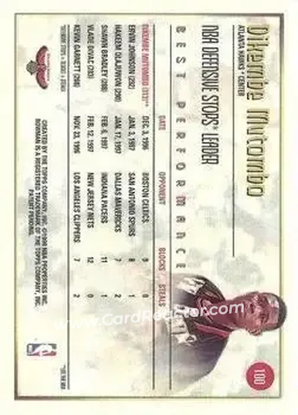 Back of Dikembe Mutombo