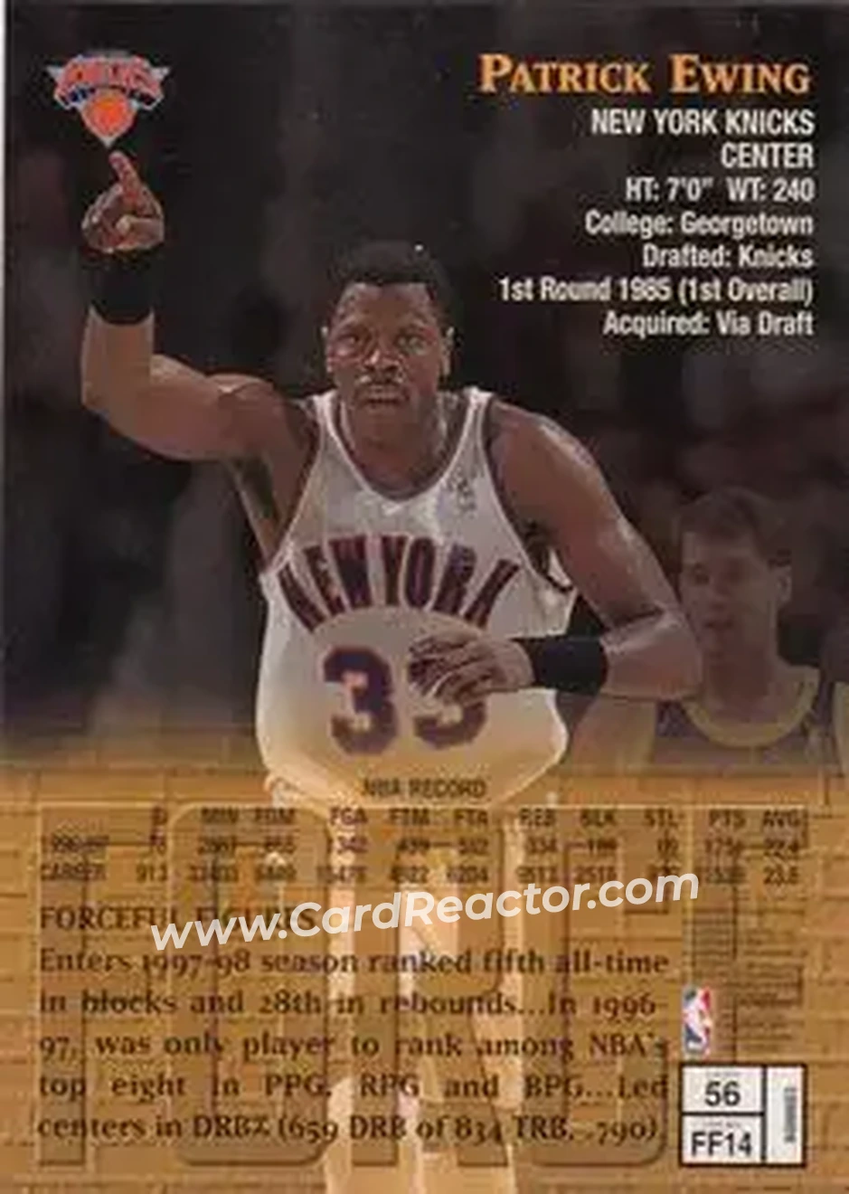 Back of Patrick Ewing
