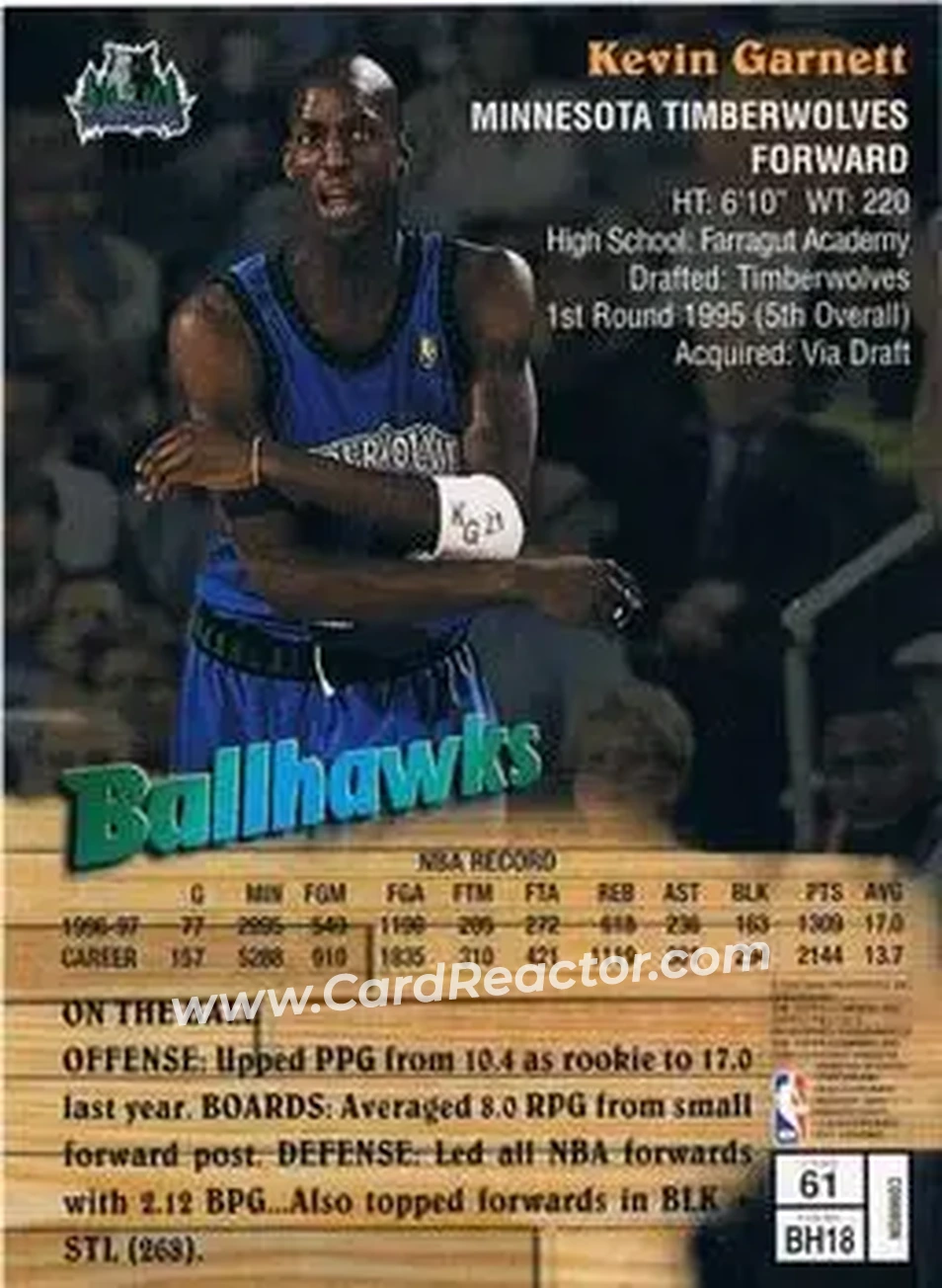 Back of Kevin Garnett