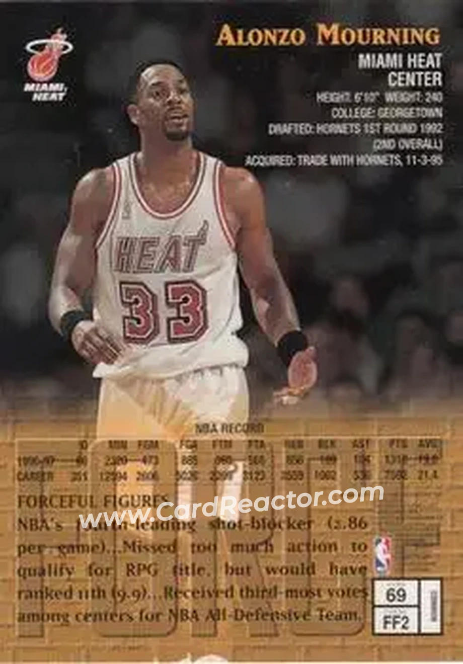 Back of Alonzo Mourning