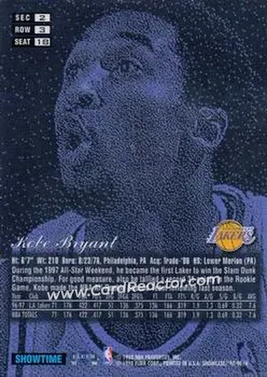 Back of Kobe Bryant