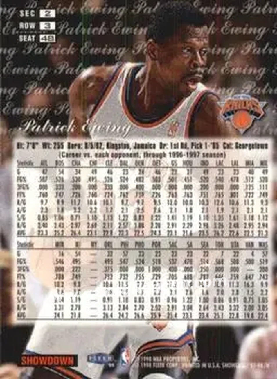 Back of Patrick Ewing