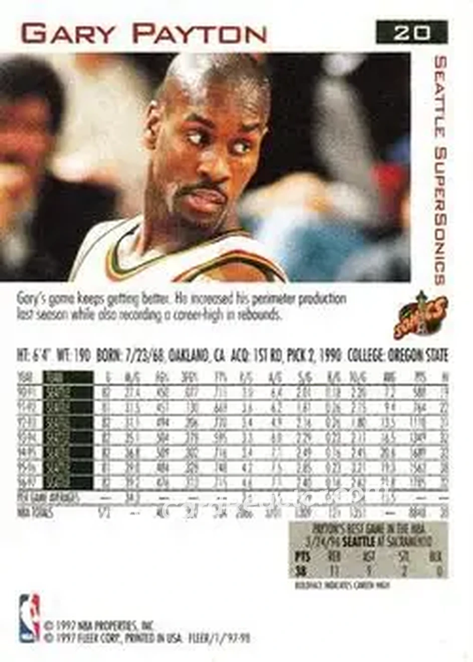Back of Gary Payton