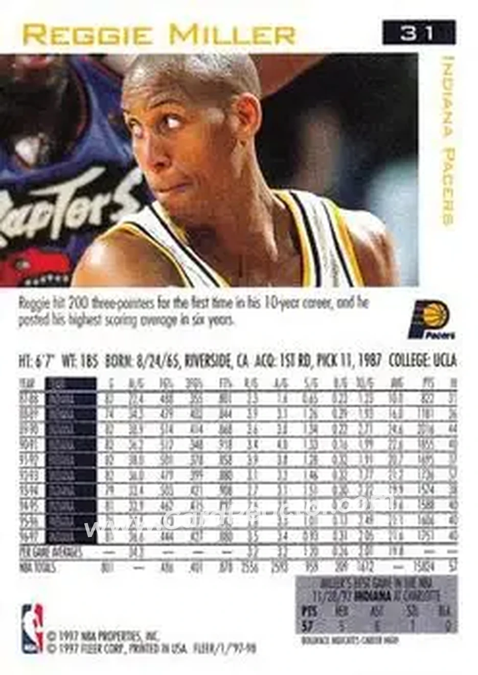 Back of Reggie Miller
