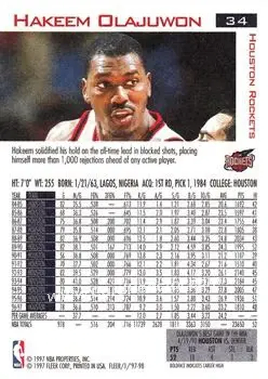 Back of Hakeem Olajuwon