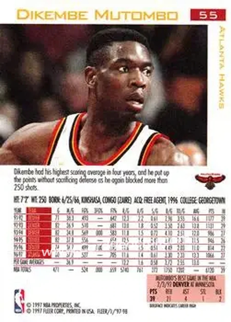 Back of Dikembe Mutombo