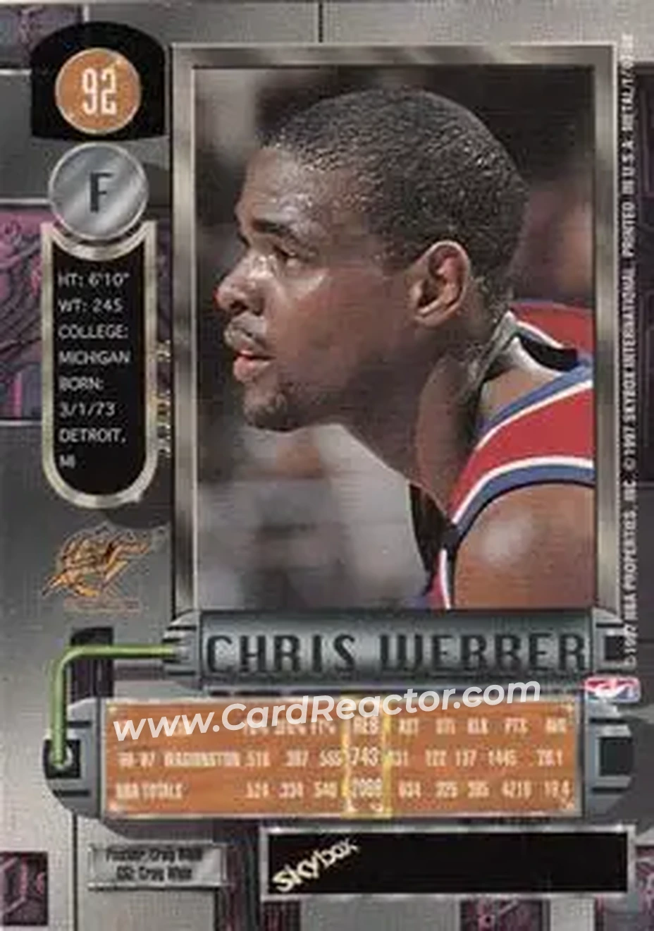 Back of Chris Webber