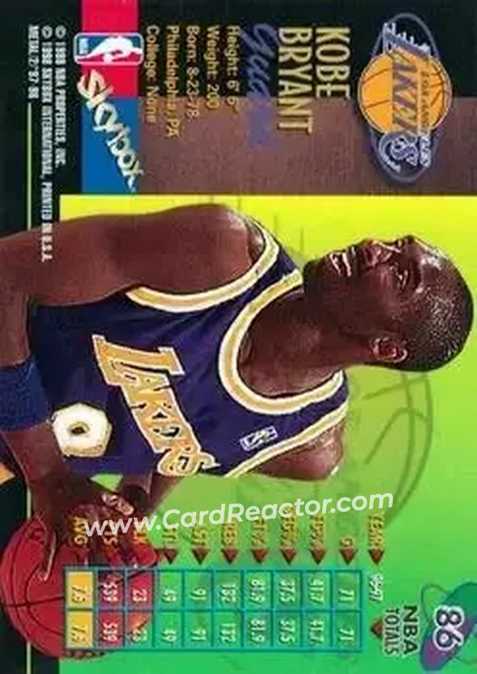 Back of Kobe Bryant