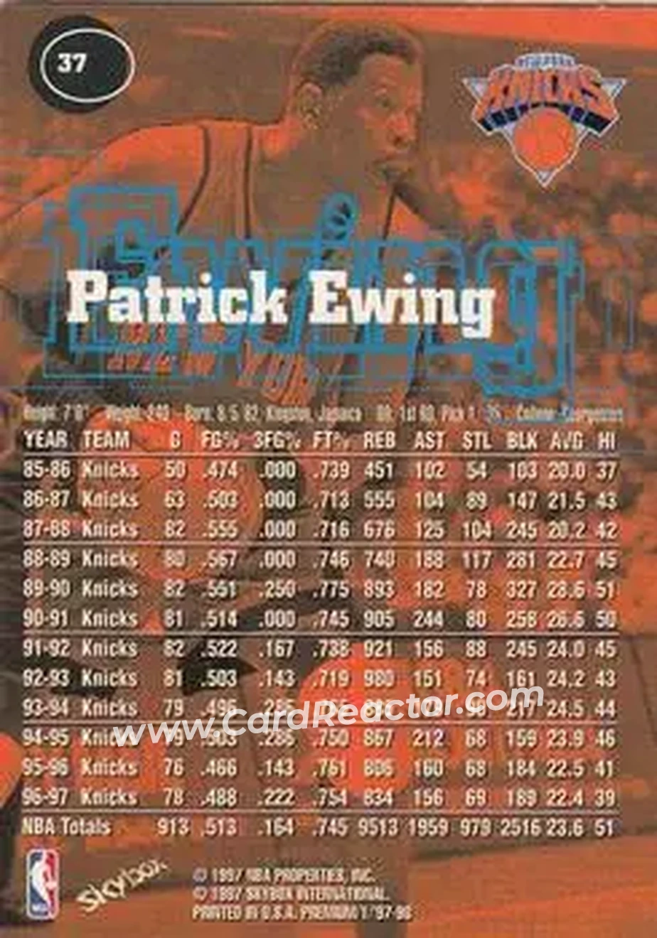 Back of Patrick Ewing