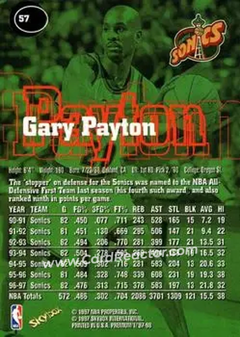 Back of Gary Payton