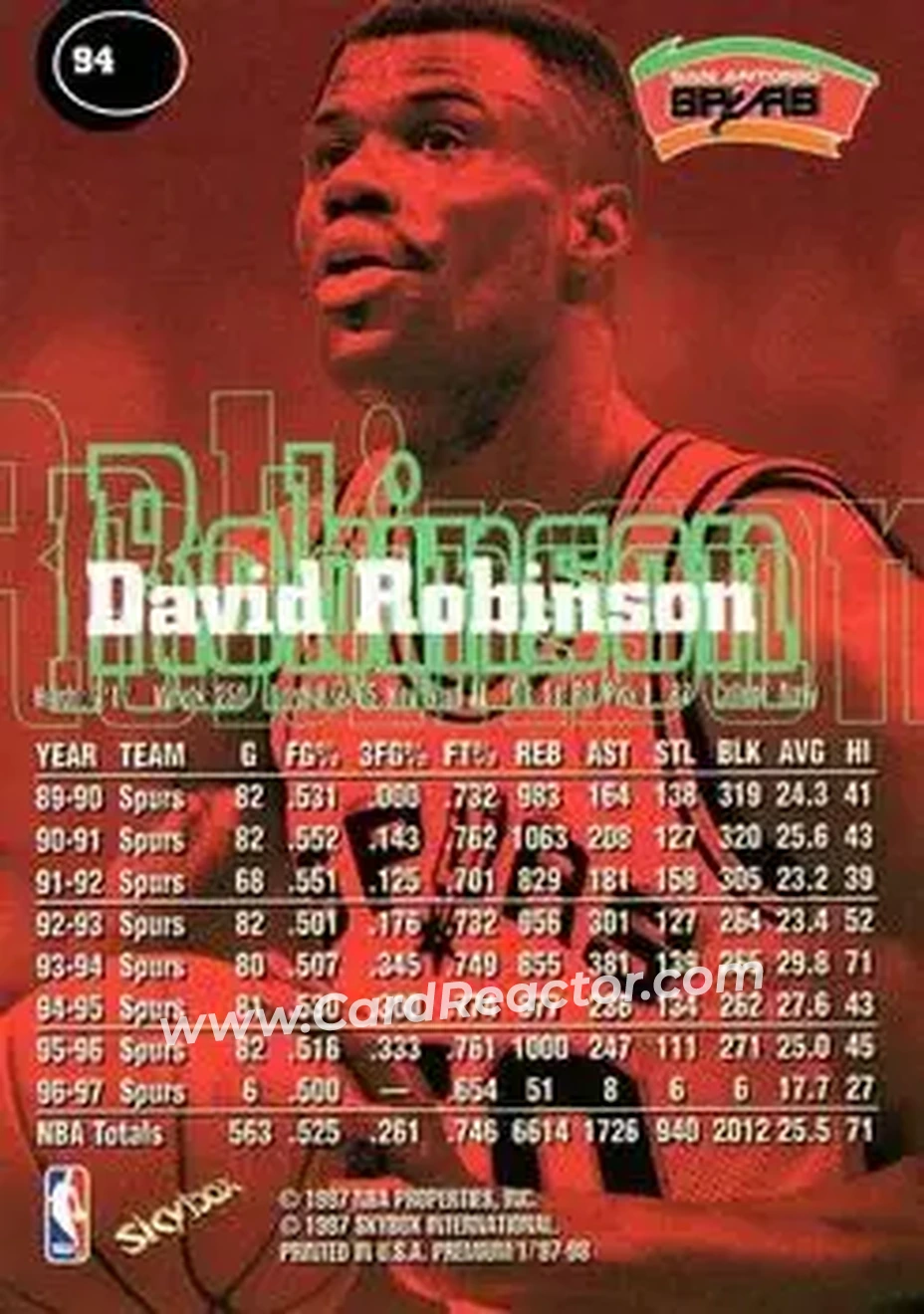 Back of David Robinson