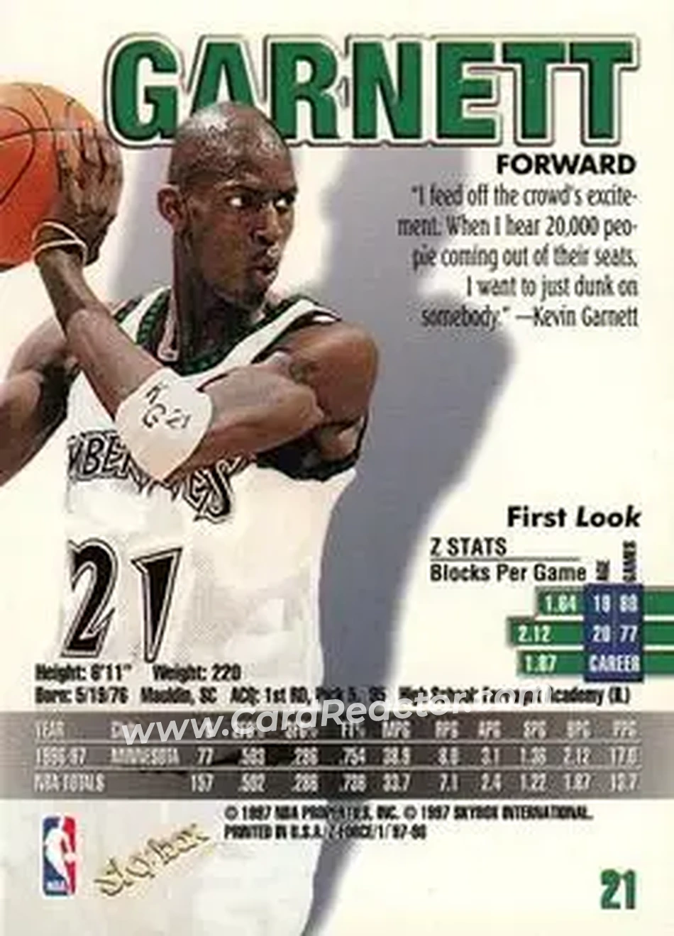 Back of Kevin Garnett