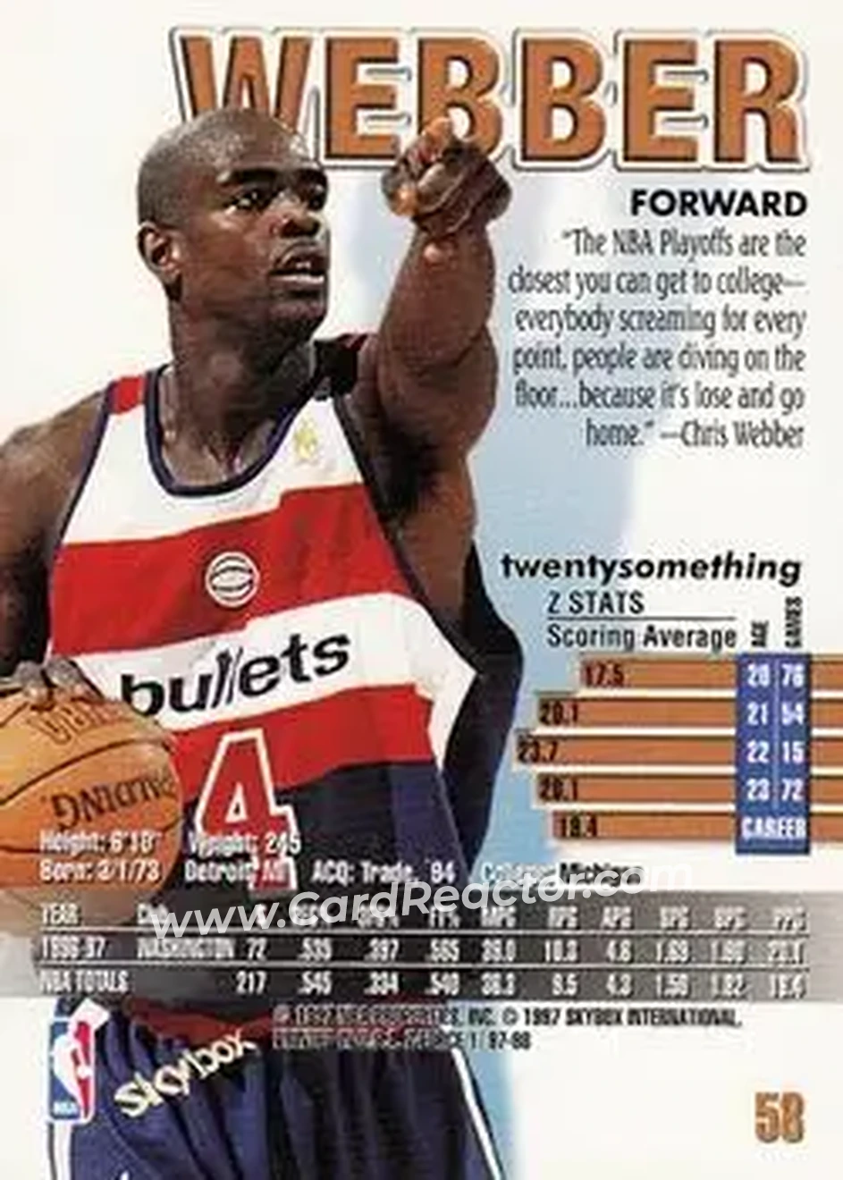 Back of Chris Webber
